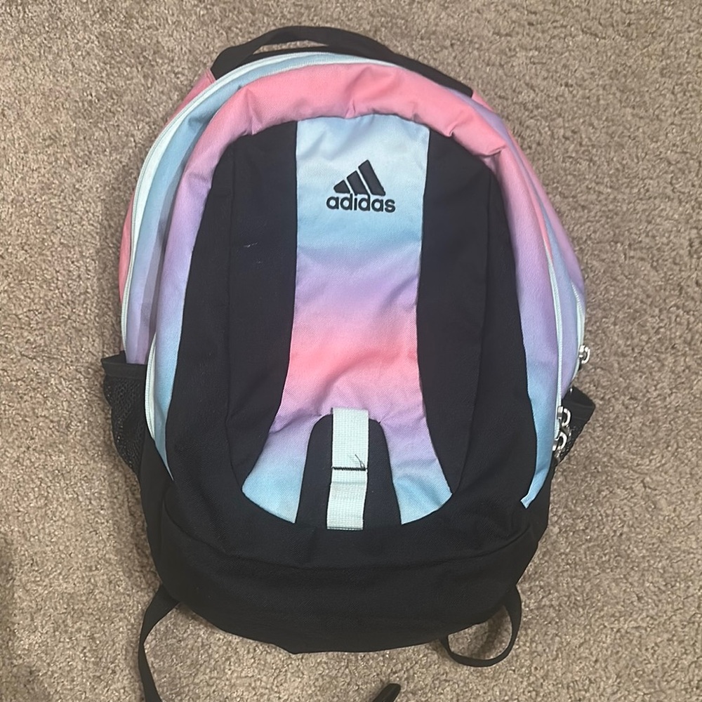 Adidas Pastel Gradient Backpack Pink Blue Black Bookbag One Size